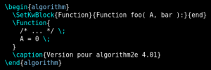 Code pour algorithm2e 4.01