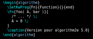 Code pour algorithm2e 5.00